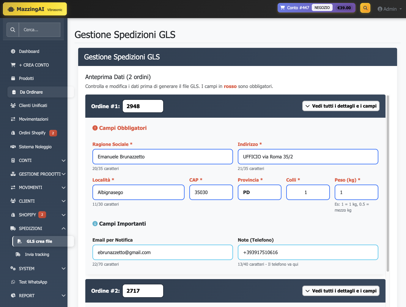 Dettaglio Prodotto MazzingAI